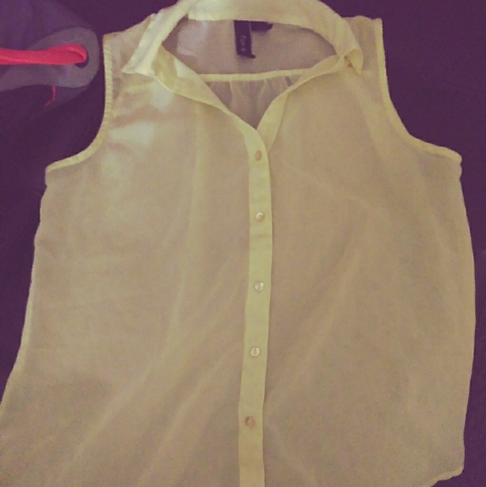 Sheer Yellow Button Up Size Small